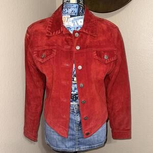 Vintage western red Jou Jou skins suede leather jacket